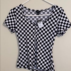 Checker board racing fitted shirt